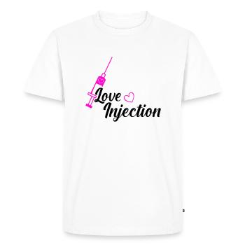 love injection - Men's Premium Organic T-Shirt - white - Front - Nico (187cm)