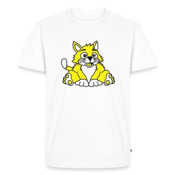 chat assis mignon heureux gros chaton - T-shirt Premium bio Homme - blanc - Devant - Nico (187cm)
