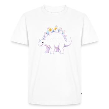 Whimsical Purple Dinosaur with Daisies - Men's Premium Organic T-Shirt - white - Front - Nico (187cm)