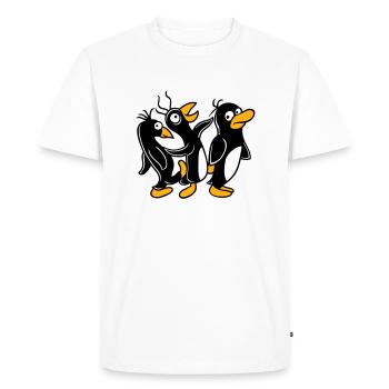 Pingouins fous qui courent stupides coups de pied amis de l’équipe - T-shirt Premium bio Homme - blanc - Devant - Nico (187cm)