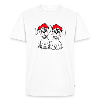 2 chiens nerd lunettes à monture de corne geek bretelles intelligentes - T-shirt Premium bio Homme - blanc - Devant - Nico (187cm)