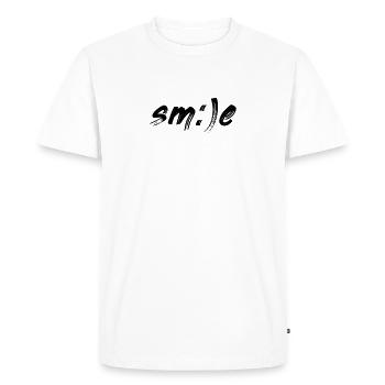 Sourire sourire sourire smiley - T-shirt Premium bio Homme - blanc - Devant - Nico (187cm)