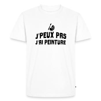 j'peux pas j'ai peinture - T-shirt Premium bio Homme - blanc - Devant - Nico (187cm)