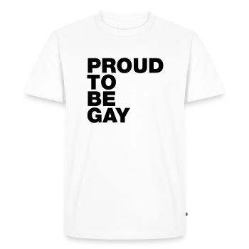 fier d'être gay - T-shirt Premium bio Homme - blanc - Devant - Nico (187cm)