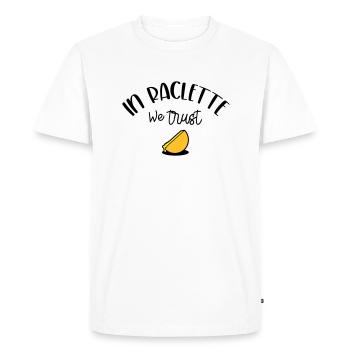 In Raclette We Trust - Men's Premium Organic T-Shirt - white - Front - Nico (187cm)