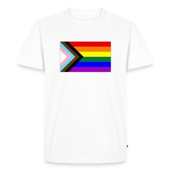 Progress LGBTQ Gay Pride Flag - Men's Premium Organic T-Shirt - white - Front - Nico (187cm)