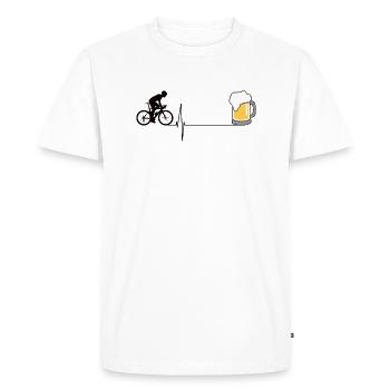 Fahrrad Herzschlag Bier - Männer Premium Bio T-Shirt - Weiß - Vorne - Nico (187cm)