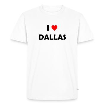 J’adore Dalles - Texas USA États-Unis d’Amérique - T-shirt Premium bio Homme - blanc - Devant - Nico (187cm)