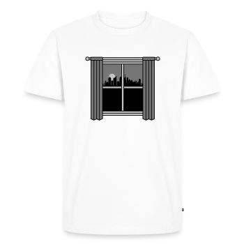 Big city window curtain at night - Men's Premium Organic T-Shirt - white - Front - Nico (187cm)
