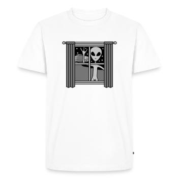 Fenêtre Ufo Alien la nuit - T-shirt Premium bio Homme - blanc - Devant - Nico (187cm)