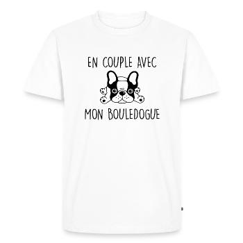 en couple avec mon bouledogue / humour chien - T-shirt Premium bio Homme - blanc - Devant - Nico (187cm)