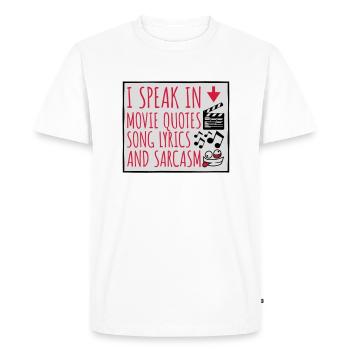 speak lyrics and sarcasm - Men's Premium Organic T-Shirt - white - Front - Nico (187cm)