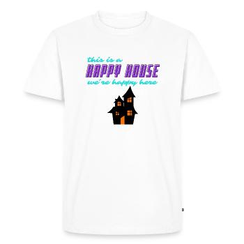 Halloween this is a happy house - Men's Premium Organic T-Shirt - white - Front - Nico (187cm)