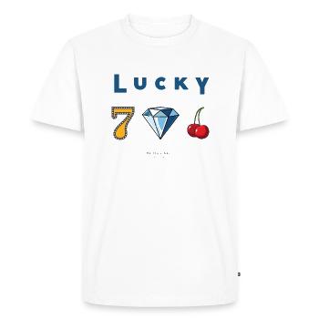 Walter & Wallis - Lucky - Men's Premium Organic T-Shirt - white - Front - Nico (187cm)