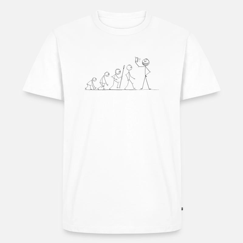 Human Evolution Selfie - Männer Premium Bio T-Shirt - Weiß