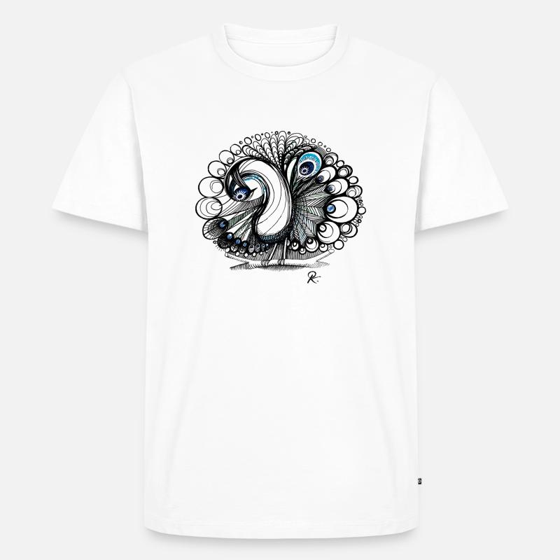 Pfau peacock psychedelisch - Männer Premium Bio T-Shirt - Weiß