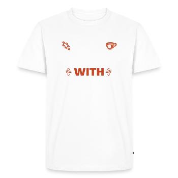 Keep calm with coffee - Men's Premium Organic T-Shirt - white - Front - Nico (187cm)
