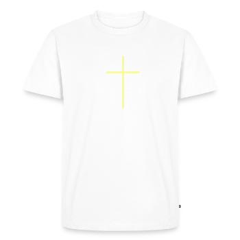 Grâce | Grande Croix - T-shirt Premium bio Homme - blanc - Devant - Nico (187cm)