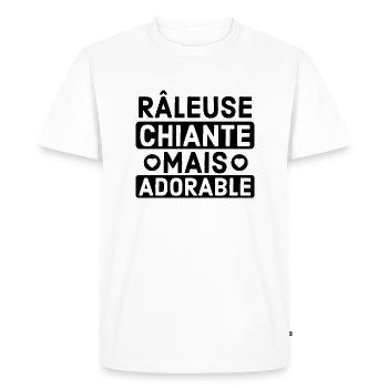 Râleuse chiante mais adorable humour femme - T-shirt Premium bio Homme - blanc - Devant - Nico (187cm)
