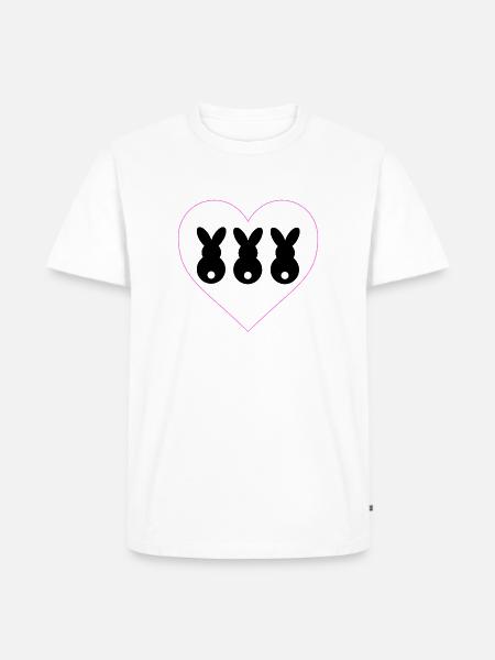 3er Hase in Herz - Männer Premium Bio T-Shirt - Weiß
