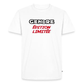 Limited edition GENDRE - Men's Premium Organic T-Shirt - white - Front - Nico (187cm)
