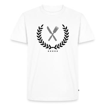 Cutlery Coat of Arms - Men's Premium Organic T-Shirt - white - Front - Nico (187cm)
