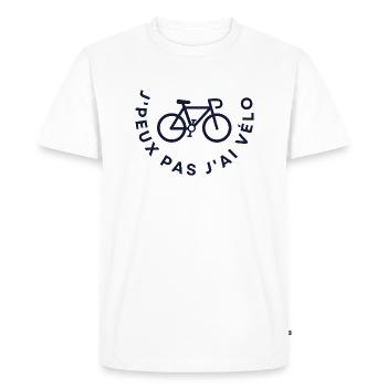 J'PEUX PAS J'AI VÉLO - HUMOUR - ROSE - T-shirt Premium bio Homme - blanc - Devant - Nico (187cm)