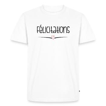 WELL DONE. CONGRATULATIONS. BIRTH. ANNIVERSARY. FERRY - Men's Premium Organic T-Shirt - white - Front - Nico (187cm)