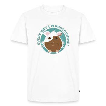 Design humoristique de cochon d'Inde popcorning - T-shirt Premium bio Homme - blanc - Devant - Nico (187cm)