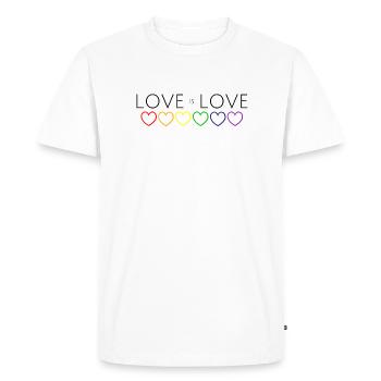 Love is Love Heart Chain Rainbow - Men's Premium Organic T-Shirt - white - Front - Nico (187cm)