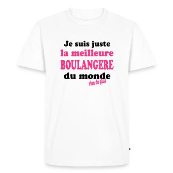 Je suis juste la meilleure boulangère du monde - T-shirt Premium bio Homme - blanc - Devant - Nico (187cm)
