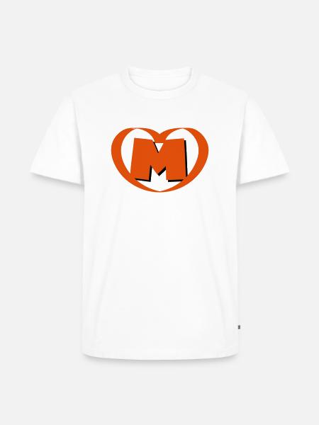 Herz mit Buchstabe M - Männer Premium Bio T-Shirt - Weiß