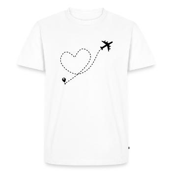 trajet avion coeur - T-shirt Premium bio Homme - blanc - Devant - Nico (187cm)