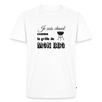Je suis chaud comme la grille de mon barbecue - T-shirt Premium bio Homme - blanc - Devant - Nico (187cm)