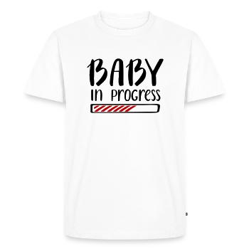 Bébé en cours Travail Grossesse Enceinte - T-shirt Premium bio Homme - blanc - Devant - Nico (187cm)