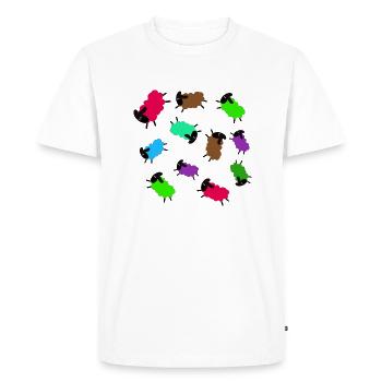 Moutons,Moutons,Illustration,Bande dessinée,Tonte - T-shirt Premium bio Homme - blanc - Devant - Nico (187cm)