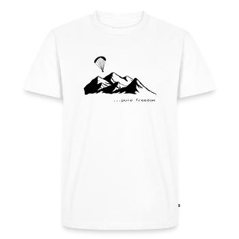 Gleitschirmfliegen // pure Freiheit - Männer Premium Bio T-Shirt - Weiß - Vorne - Nico (187cm)