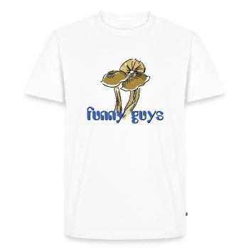 funny guys - Psychedelic mushroom - Men's Premium Organic T-Shirt - white - Front - Nico (187cm)