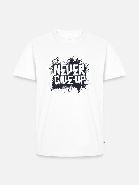 Never Give Up Design - Männer Premium Bio T-Shirt - Weiß