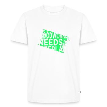 Casque de sécurité arboricole Charpentier - T-shirt Premium bio Homme - blanc - Devant - Nico (187cm)