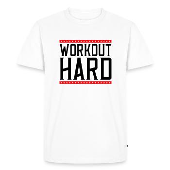 Entraînement dur 2 - T-shirt Premium bio Homme - blanc - Devant - Nico (187cm)