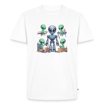 Les extraterrestres construisent des robots - T-shirt Premium bio Homme - blanc - Devant - Nico (187cm)