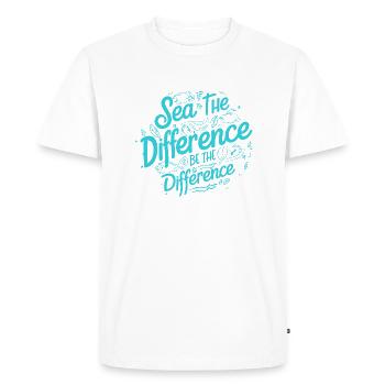 Baignade sur la plage et la mer sans plastique contre la pollution - T-shirt Premium bio Homme - blanc - Devant - Nico (187cm)