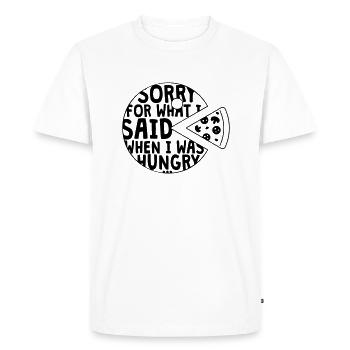 désolé pour ce que j’ai dit quand j’avais faim - T-shirt Premium bio Homme - blanc - Devant - Nico (187cm)