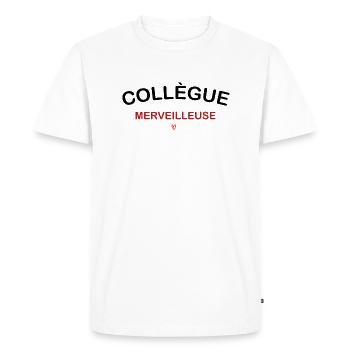 Collègue merveilleuse - T-shirt Premium bio Homme - blanc - Devant - Nico (187cm)