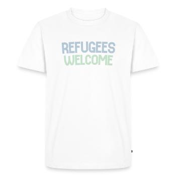 Refugees welcome retro - Men's Premium Organic T-Shirt - white - Front - Nico (187cm)