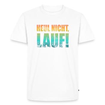 Ne pleurez pas, courez ! - Course à pied, jogging, sport, course à pied - T-shirt Premium bio Homme - blanc - Devant - Nico (187cm)