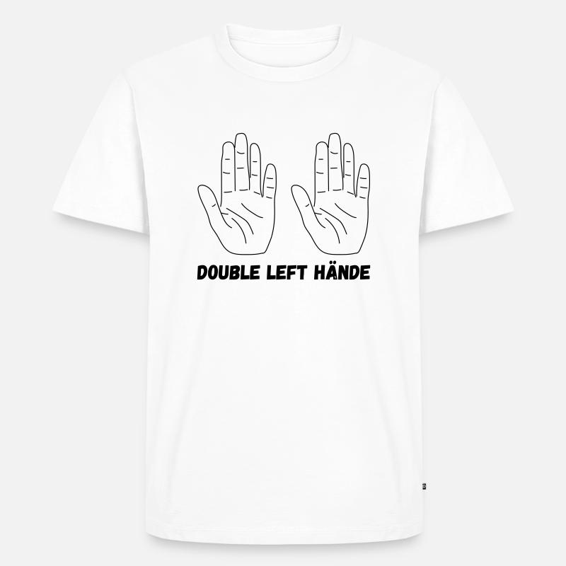 Double Left Hände - Männer Premium Bio T-Shirt - Weiß