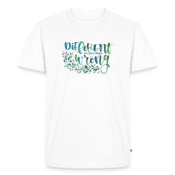 Different, not wrong - Men's Premium Organic T-Shirt - white - Front - Nico (187cm)