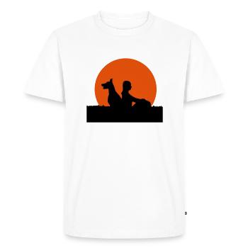 Cadeau fille amant animal chien lever de soleil - T-shirt Premium bio Homme - blanc - Devant - Nico (187cm)